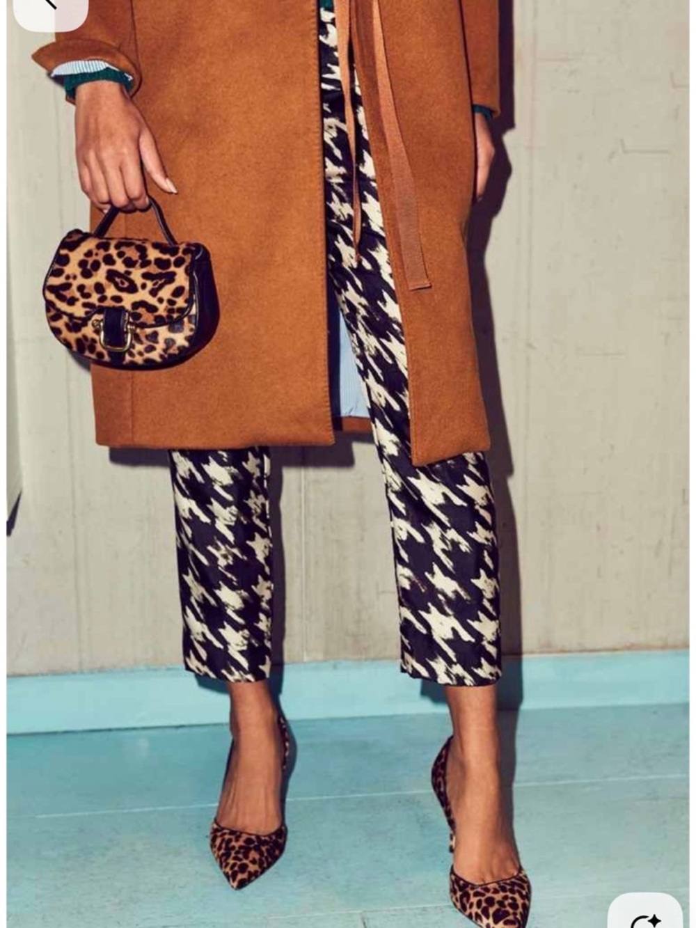 J. Crew Black & Cream Silk Houndstooth Cropped Pants